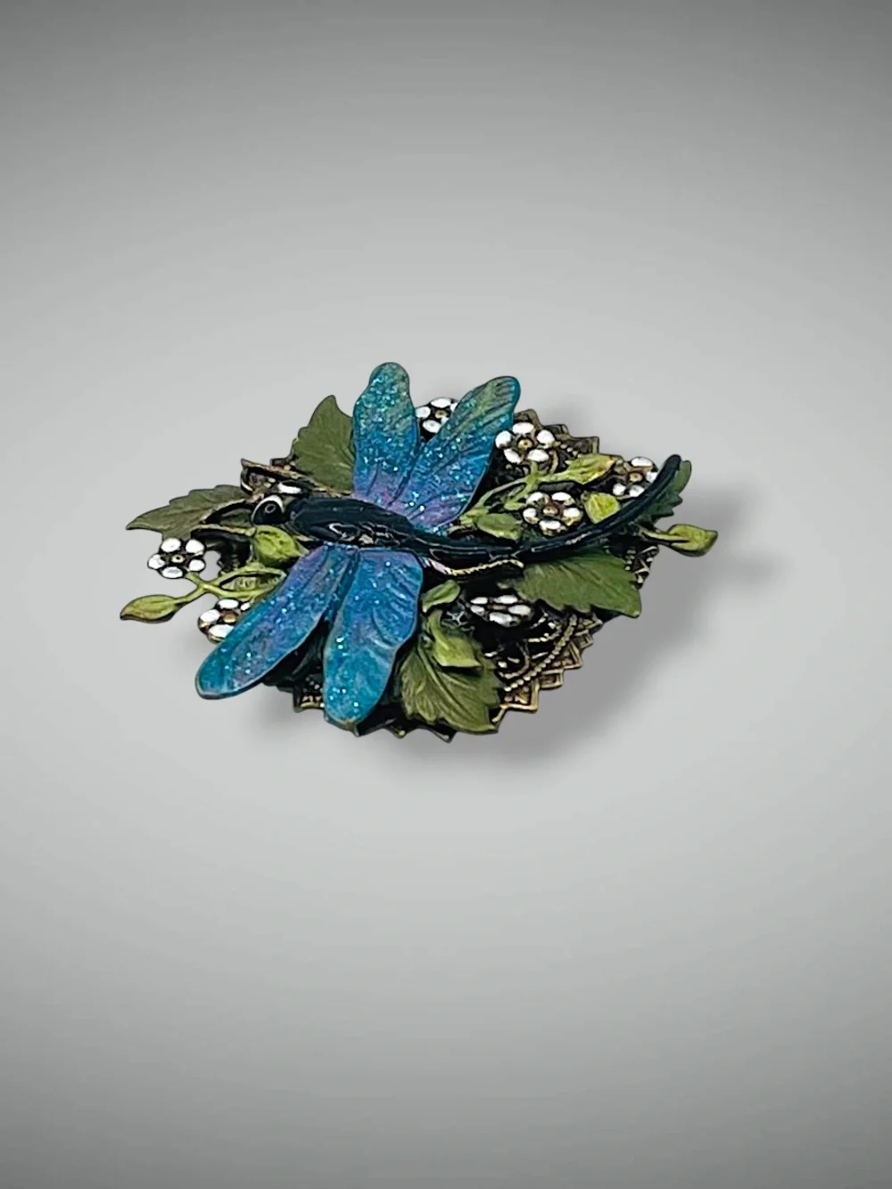 Cute Art Nouveau Style Enamel Dragonfly Garden Lapel Brooch